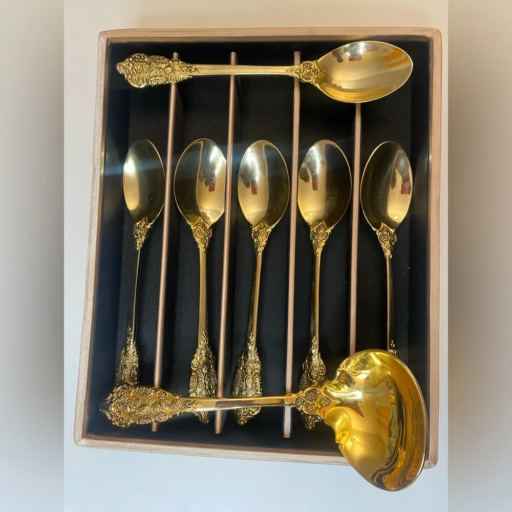 F.B. Rogers Golden French Rose gold electroplated flatware (7 pieces)